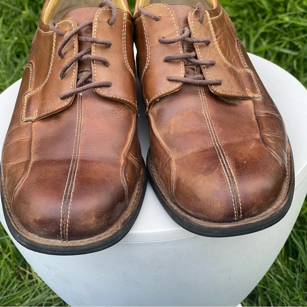 Johnston & Murphy Shoes Mens 10 M Brown Leather Bicycle Toe Oxford Lace Up